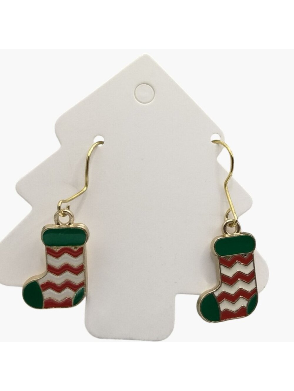 Christmas Stocking Earrings Festive Holiday Jewelry Red Green Striped